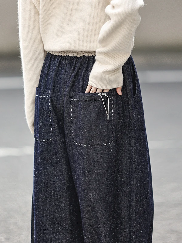 

Теплые мягкие брюки из 00% хлопка с вышивкой из твила и матери, женские повседневные джинсы с девятью точками силуэта