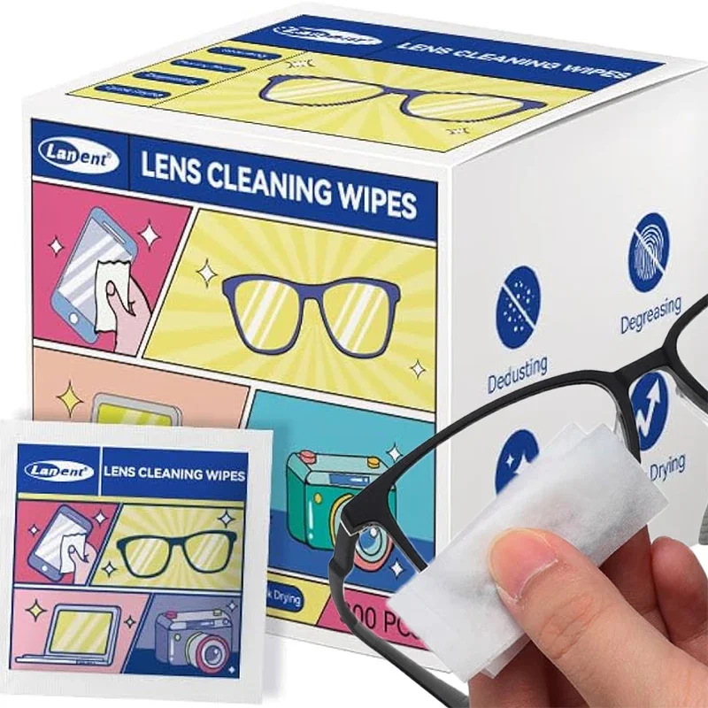 

10/200pcs High Quality Disposable Eyeglass Cleaning Pads Traceless Quick Drying Anti-fog Glasses Wipes Dust Removal Remove Oil