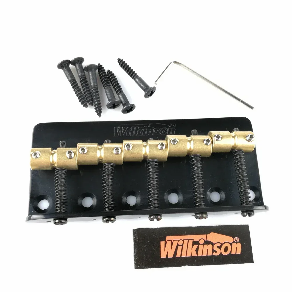 Wilkinson WBBC5  5 Strings Electric Bass Bridge With Brass Saddles For Jazz Bass Chrome Silver Black