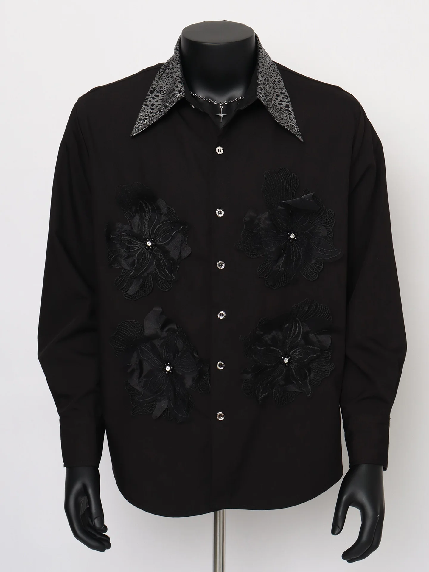 

Starlit Design Sensation 3D Flower Men's Shirt Loose Casual Long Sleeve Handsome Fashionable Autumn Youth Popular Pure Color