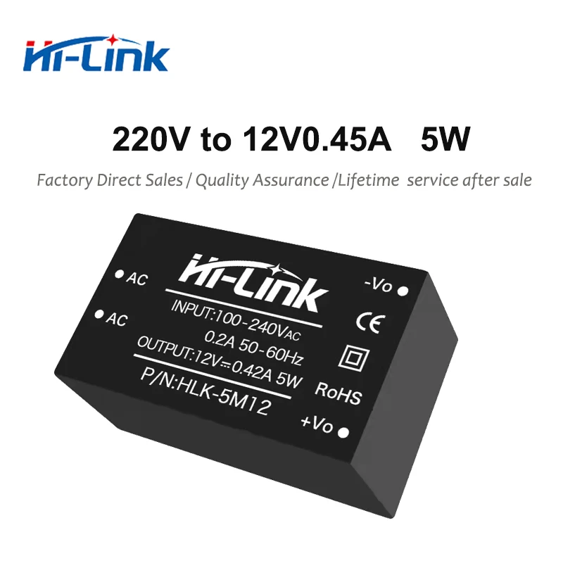Uwalnia statek Hi-Link CE/ROHS 220 do 12V 450mA 5W ACDC moduł zasilacza impulsowego pojazd ev ładowanie HLK-5M12 izolowany konwerter