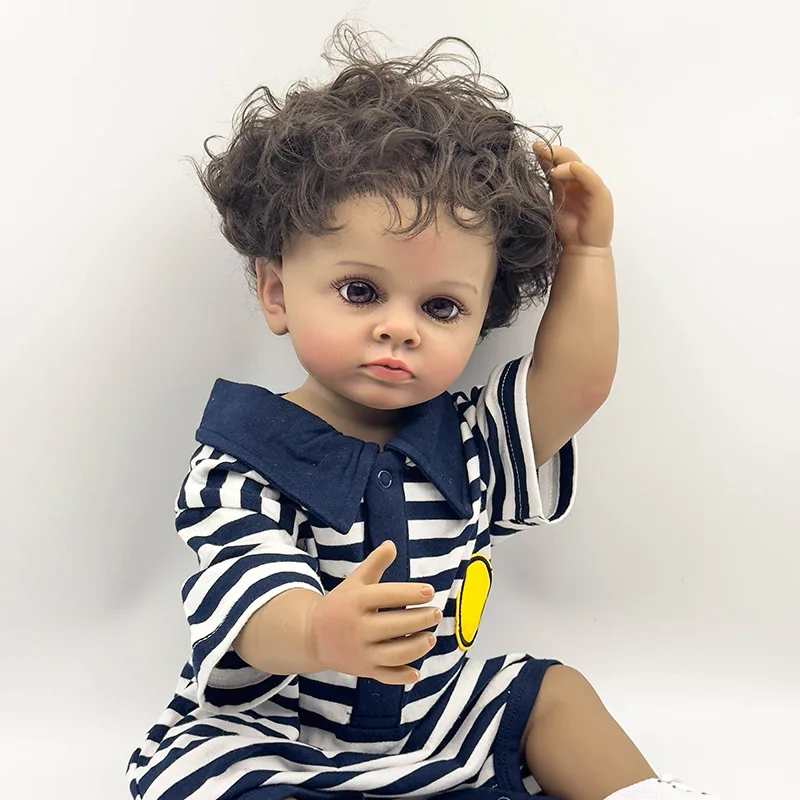 NPK 22inch Reborn Baby Doll Full Vinyl Body Girl Tutti Dark Skin  High Quality Hand Painted Doll