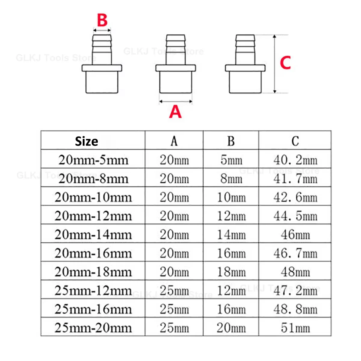 20/25mm-5/8/10/12/14/16/19mm White Pvc Hose Pagoda Joint Adapter Garden Irrigation Water Pipe Soft Hose Joint Accessories