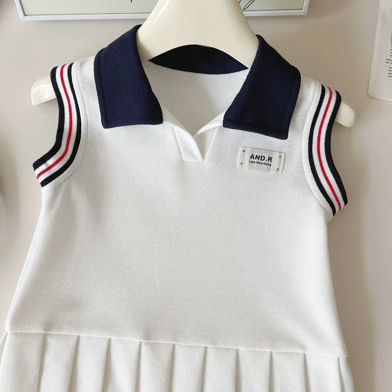 Girls Dress Summer Lapel Striped Kids Dresses Fashion Children Casual Dress Toddler Girl Sport Style Princess Dresses 2-6Yrs