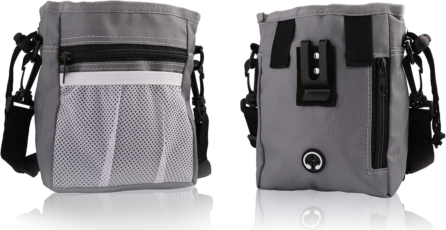 

Dog Treat Training Pouch with Poop Bag Dispenser - Holder for Kibble, Toys, Accessories - Adjustable for All Dog Sizes