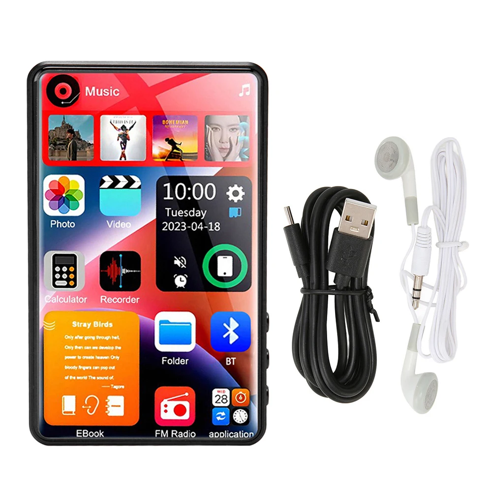 4 Inch Bluetooth MP3 Player Music Player Built-In 16G Speaker Full Screen MP4 Video Playback With FM Radio Recording For Walkman