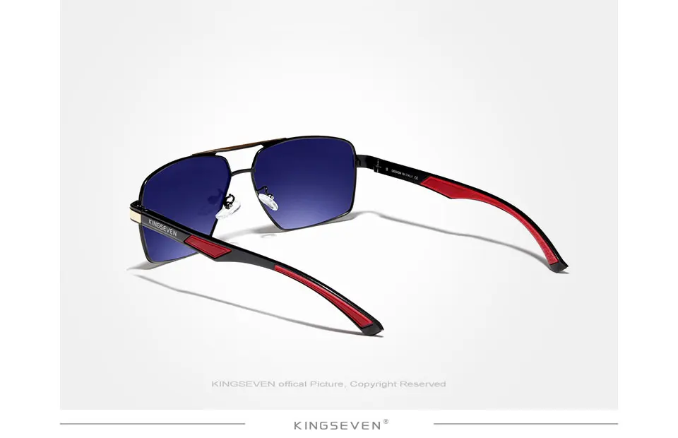 KINGSEVEN Herren Polarisierte Sonnenbrille UV400 Polycarbonat Linse Marke Rot Design Tempel Brillen Beschichtung Spiegel Aluminium Gläser – Detail 5
