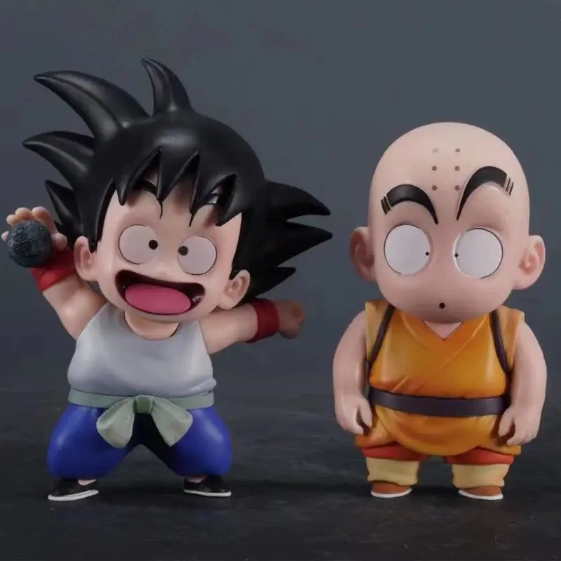 Dragon Ball Anime Figures Cute Krillin Funny Goku Figurine Collectible Ornaments Model Car Decoration Doll Fans Gift Kids Toys