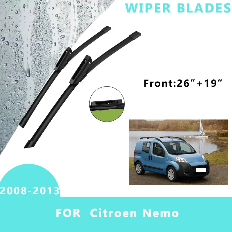 

Щетки стеклоочистителя переднего стекла автомобиля, щетки, резак для лобового стекла, аксессуары, 2 шт. для Citroen Nemo 2008-2013 26 "+ 19"
