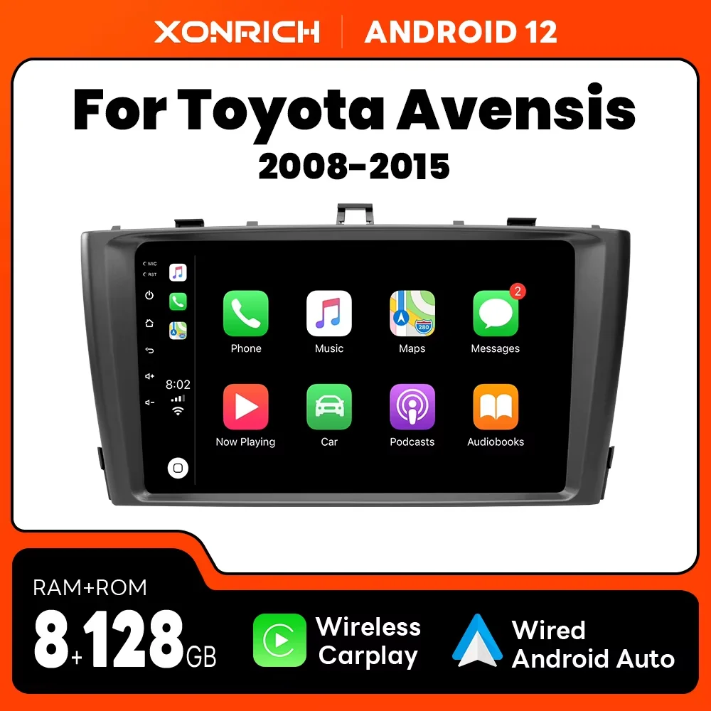 AI Voice 2 din Android Auto Radio For Toyota Avensis T25 2002 - 2008 Wireless Carplay Car Multimedia GPS 2din autoradio DSP RDS