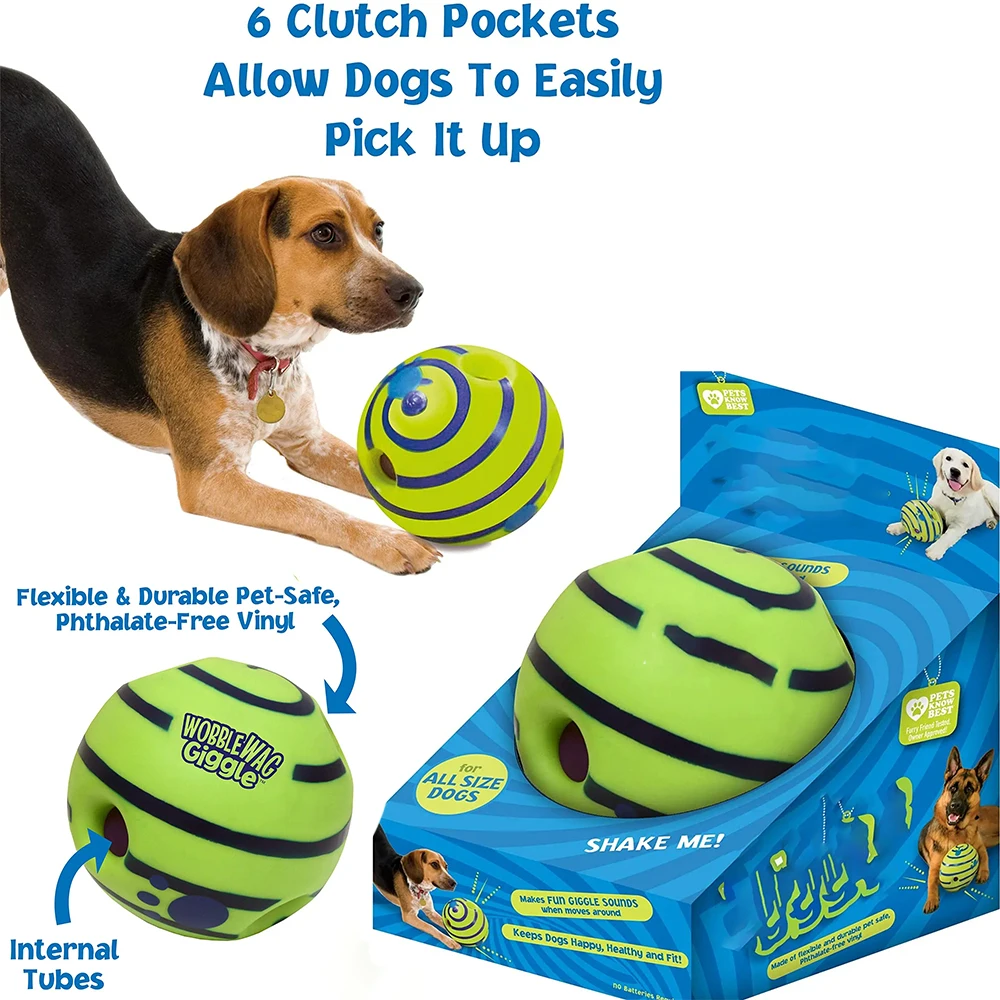 Dog Toy Balls Interactive Dog Toys Funny giggling sounds when rolled or shaken Dog Chase Toy Balls Dog Outdoor Balls