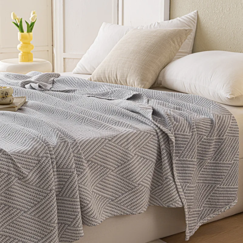 

Summer Towel Quilt Bed Blanket Pure Cotton Breathable Comfortable Blanket Office Sofa Nap Knitted Shawl Blanket