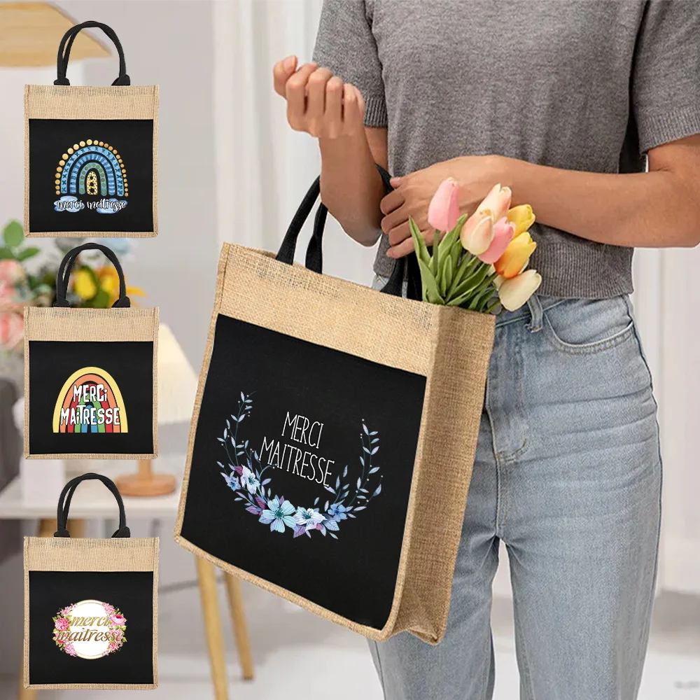 Women's One-shoulder Tote Bag Reusable Shopping Bags Women's Linen Tote Bag Maitresse2 Pattern Print for Grocery Shopping Tote