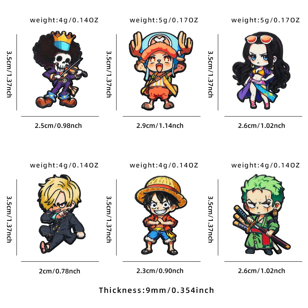6pcs ONE PIECE Anime Cartoon Character Brooches Set Q Version Monkey D Luffy Roronoa Zoro Sanji Brook Gift for Friends Cute - view 6