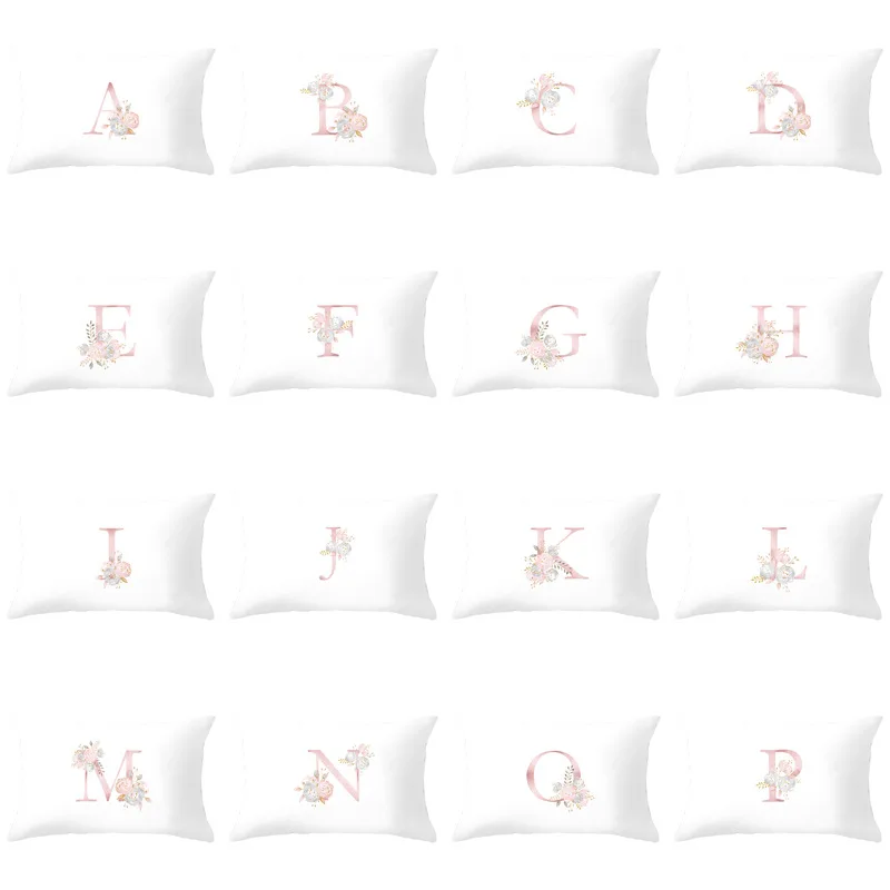 

30x50 cm Kids Room Decoration Letter Pillow Case English Alphabet Polyester Cushion Cover for Sofa Home Decor Flower Pillowcase