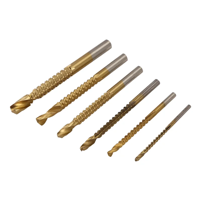 

Набор титановых сверл ABRB-6 шт., набор зубчатых сверл из быстрорежущей стали для сверления отверстий, набор столярных ножовочных сверл 3-8 мм