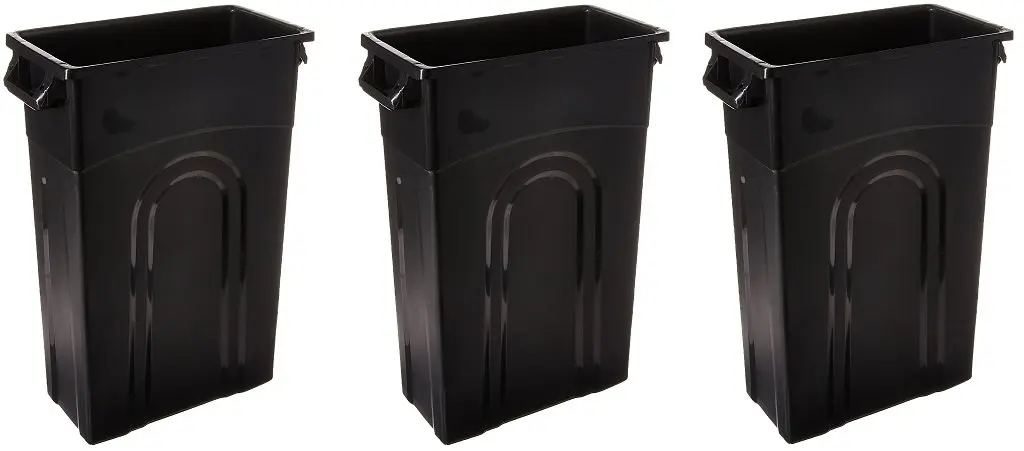 

TI0032 Highboy Waste Container In Black, 23 Gallon, Slim Fit Wastebasket (3-Pack)