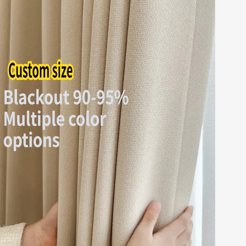 High Shading Curtains Cotton and Linen Texture Bedroom Thermal Insulation Sun Protection Living Room Simple Curtain Fabric