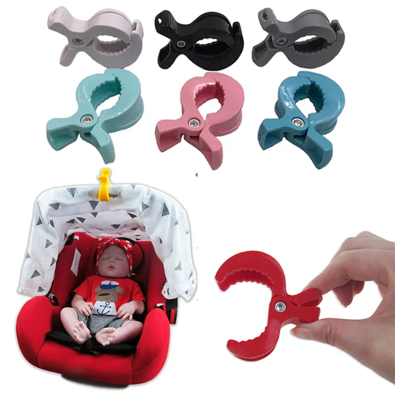 Accesorios coloridos para asiento de coche de bebé, Clip de plástico para cochecito, cubierta de gancho, manta, mosquitera, 2 unidades por lote