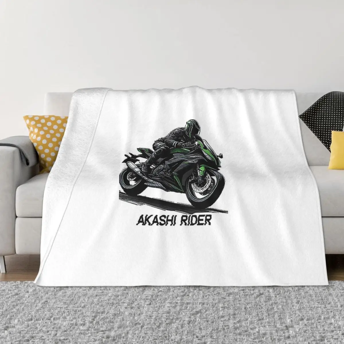 Supersport Motorbike Akashi Rider Ultra-Soft Micro Fleece Blanket Black Flannel Blanket