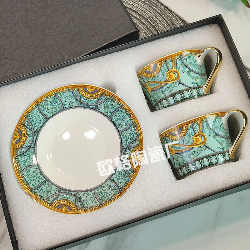 

Exquisite European Style Tea Cup Set with Saucer Elegant Bone China Couples Afternoon Tea Gift Idea Modern Slant Design