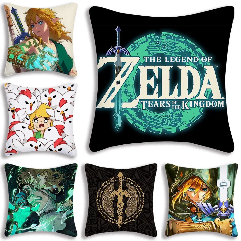 Hot Game L-L-LegendS Pillow Covers Cartoon Sofa Decorative Home Double-sided Printing Short Plush Cute Cushion Cover Z-ZeldaS