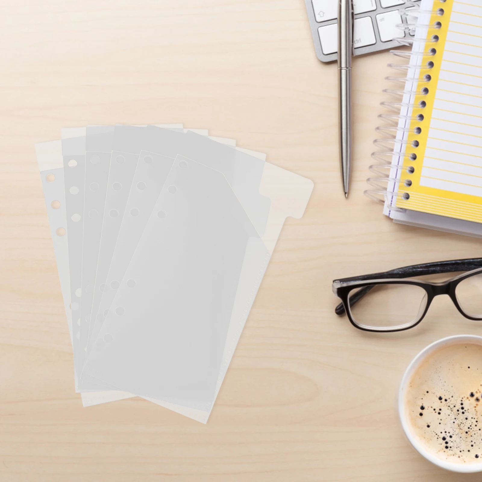 

1 set Cash Envelope Pocket Binder Pouches Transparent Reusable Plastic Folder 6-Holes Divider Refill Pocket Lightweight Pp