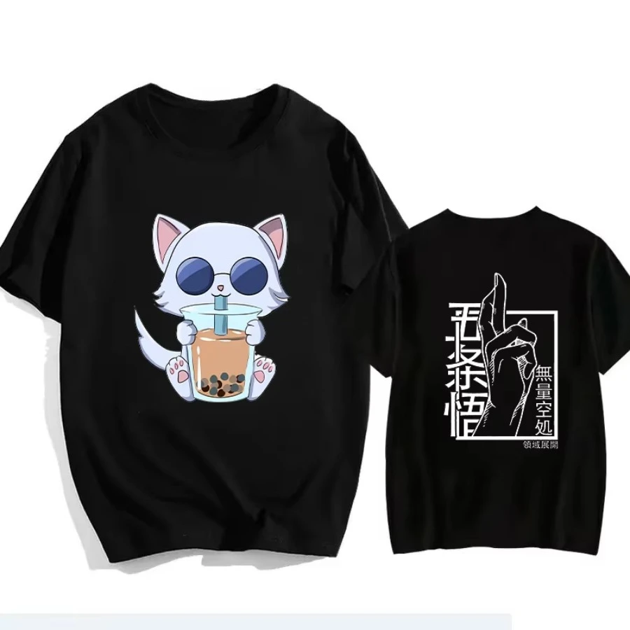 Unisex Pure Cotton T-shirt 2026 Summer Anime Print Loose Casual Parent-child Short Sleeved Top