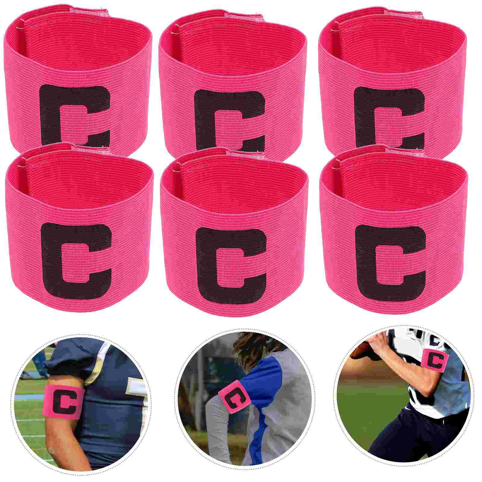 6 Pcs Football Captain Armband Sleeves Youth Soccer Cuff Bands Nylon Badge Sport