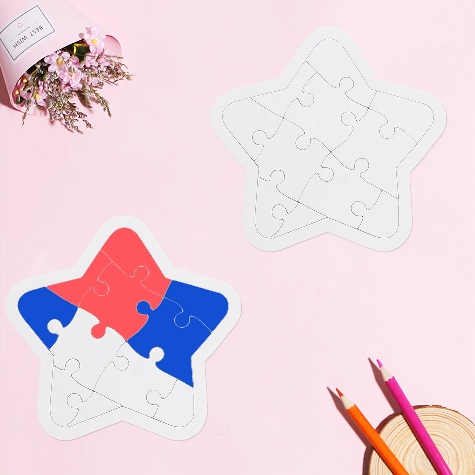 6 قطع من ألغاز الرسم الفارغة التي يمكنك صنعها بنفسك، ورق كرتوني للأطفال، حرفة تلوين ومشاريع فنية إبداعية، ألغاز فارغة ذاتية الصنع