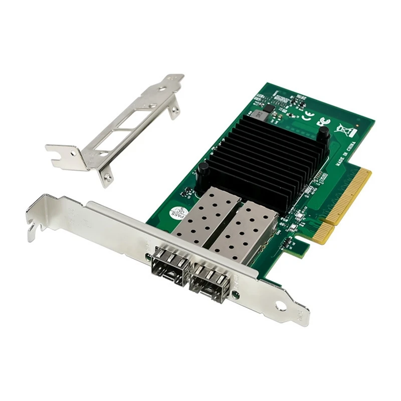 1Set ST7327 X520-DA2 Ethernet Network Card Pcie X8 Dual Optical Port 10G SFP+Server Optical Network Card Green PCB+Metal