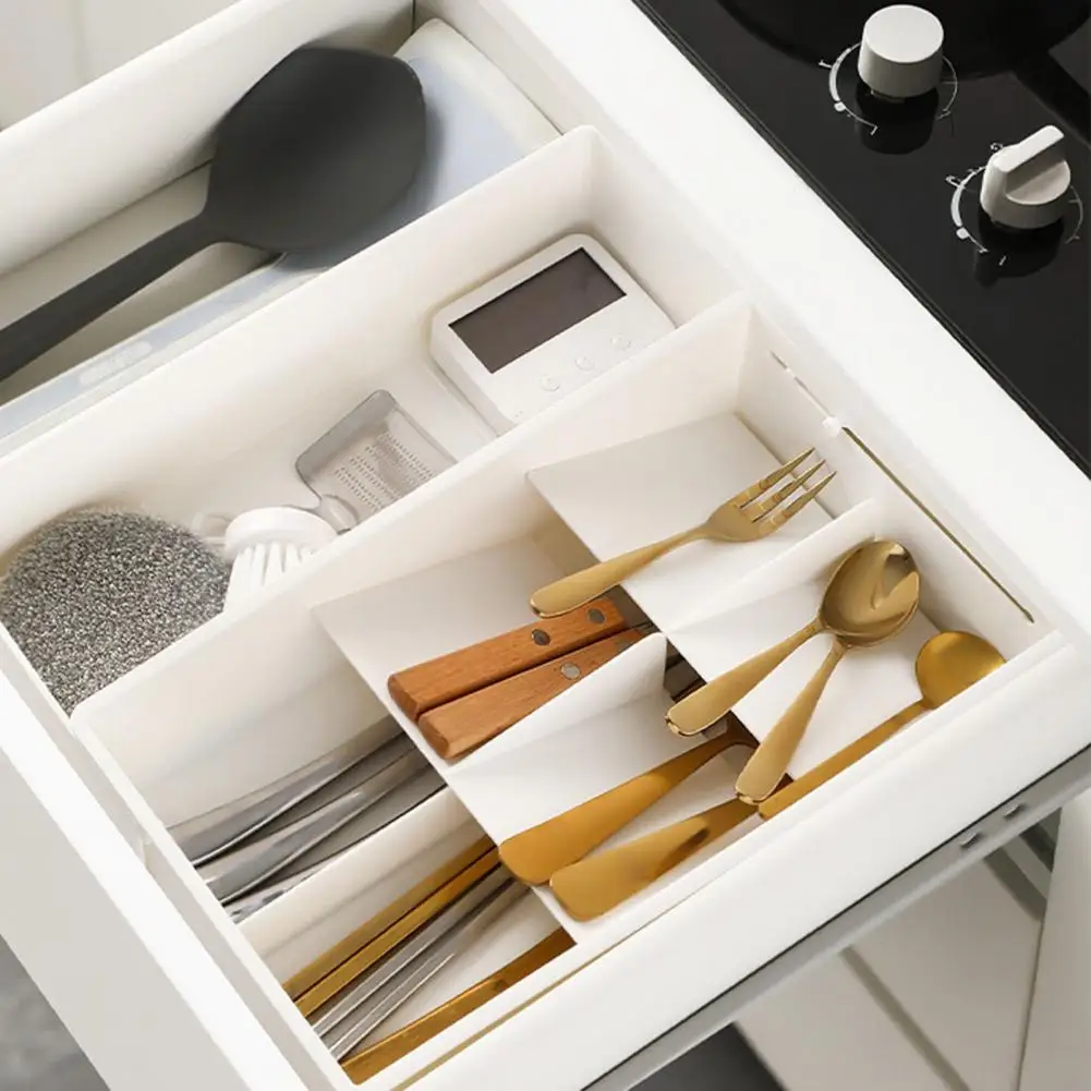 Adjustable Cutlery Tray Adjustable Expandable Drawer Organizer for Kitchen Utensils Cutlery Storage Box with for Tableware