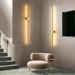 Modern Real Golden LED Lâmpada de parede, Escurecimento Sconce, Long Wall Luminária, Luminárias Interiores, Rotação de 350 °, AC85, 265 V, 2 Pcs, 1 Pc