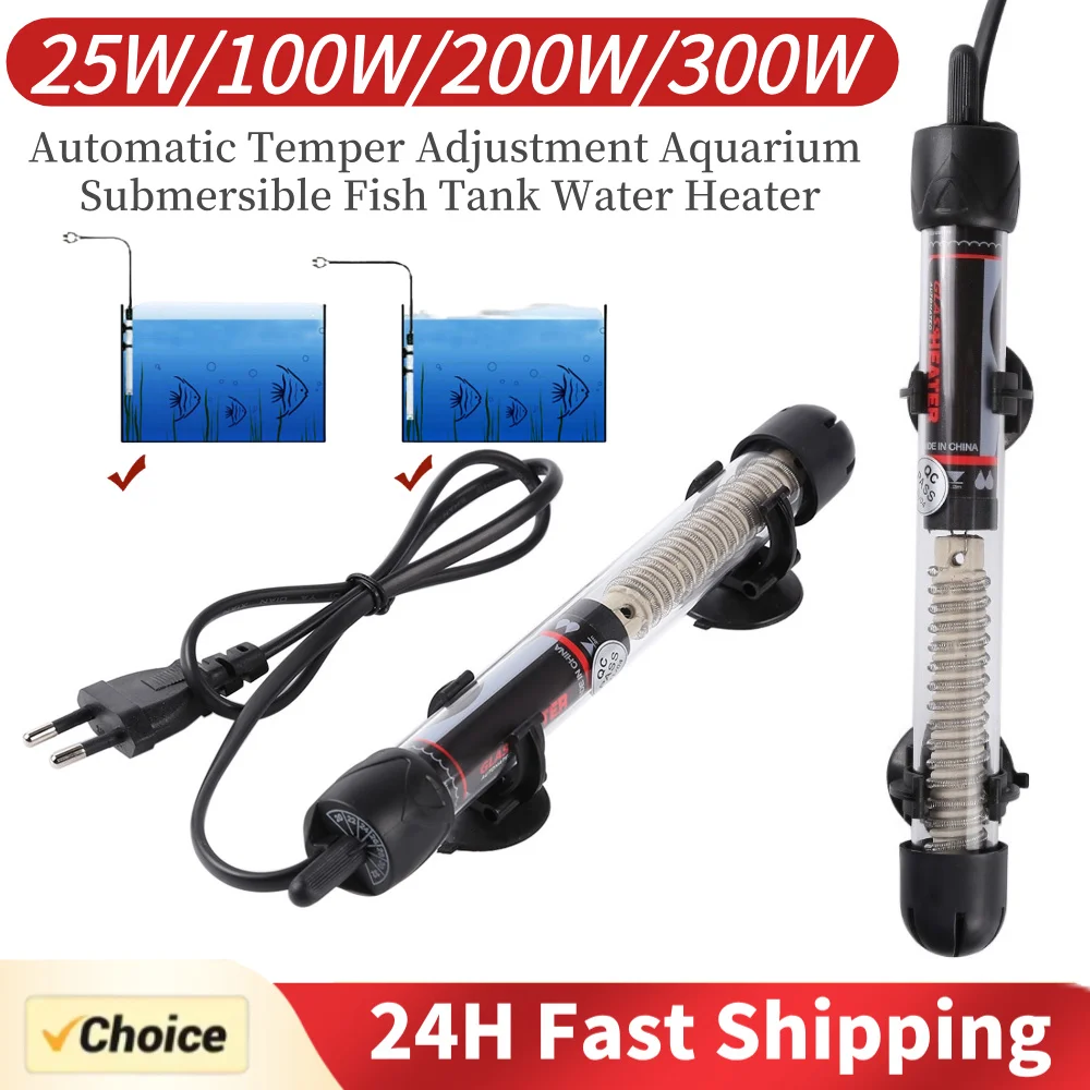 25W/100W/200W/300W Aquarium Tauchheizstab Automatischer Wassererhitzer mit Konstanter Temperatur EU-Stecker