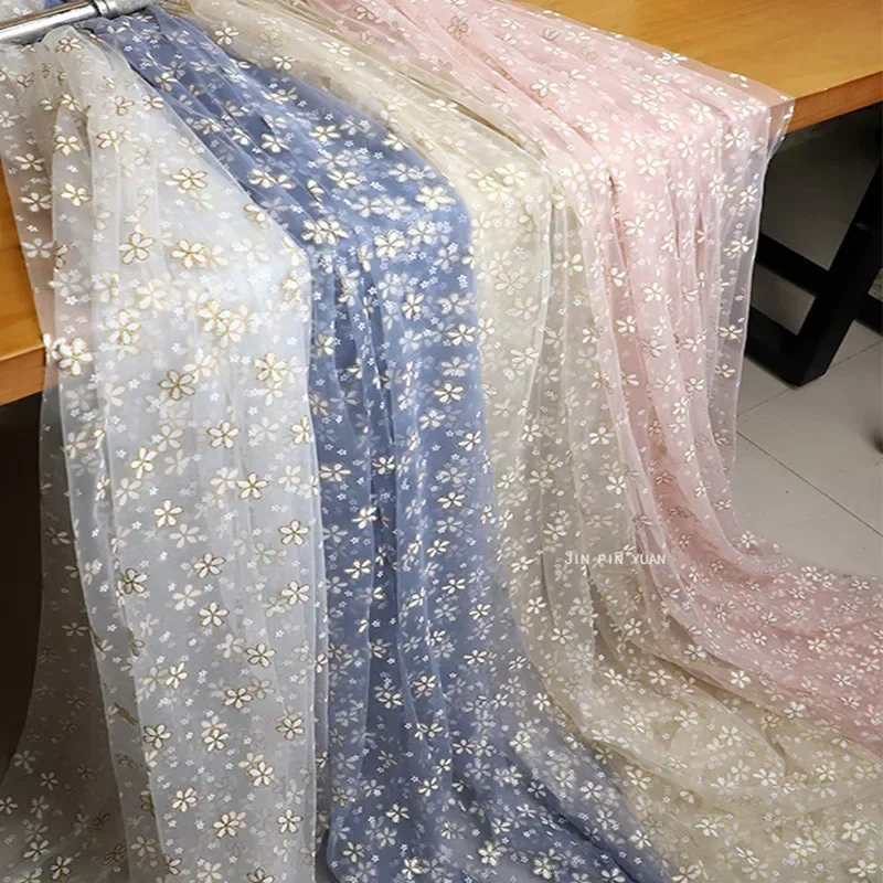 Tulle Fabric By The Meter for Clothing Dresses Diy Sewing Decorative Cloth Daisy Mesh Children Kids Cloth Soft Yarn Thin Summer