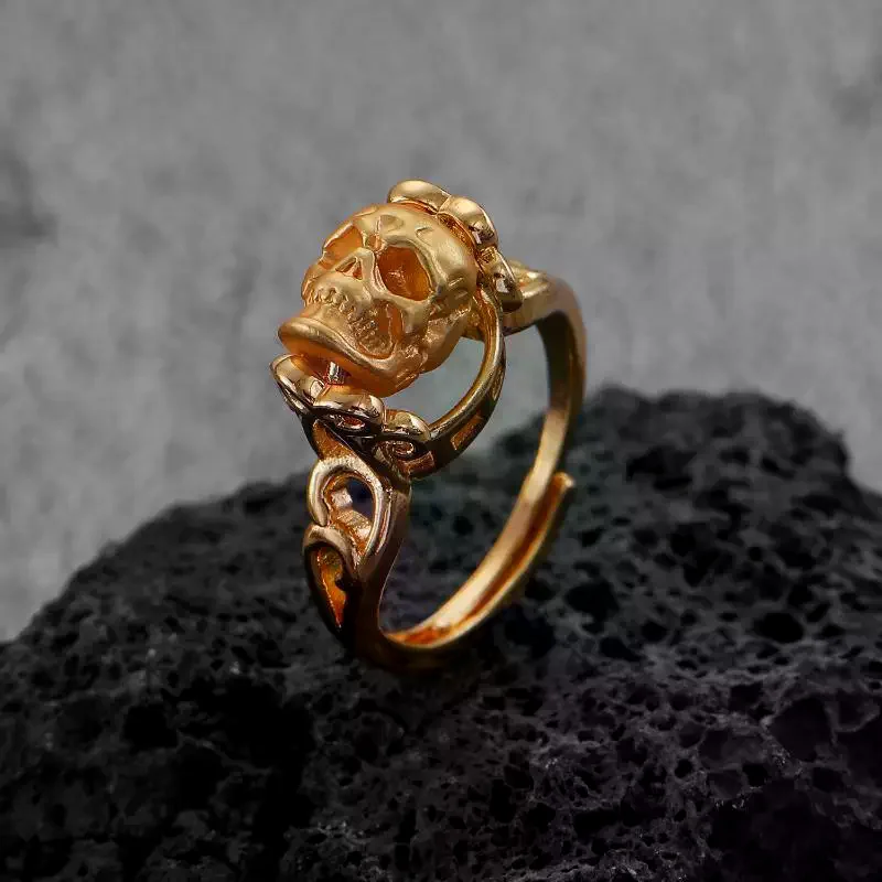 Gothic Skull Ring Fashion Dark Color Blocked Punk Jewelry 1Pcs for Street Shooting Music Festival Friend Gift