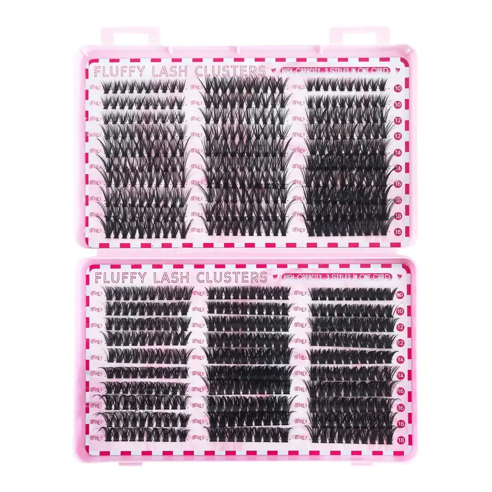 DIYまつげエクステキット まつげ600個 クラスターラッシュ＆シール メイクアップツール まつげ接着用接着剤 アクセサリー