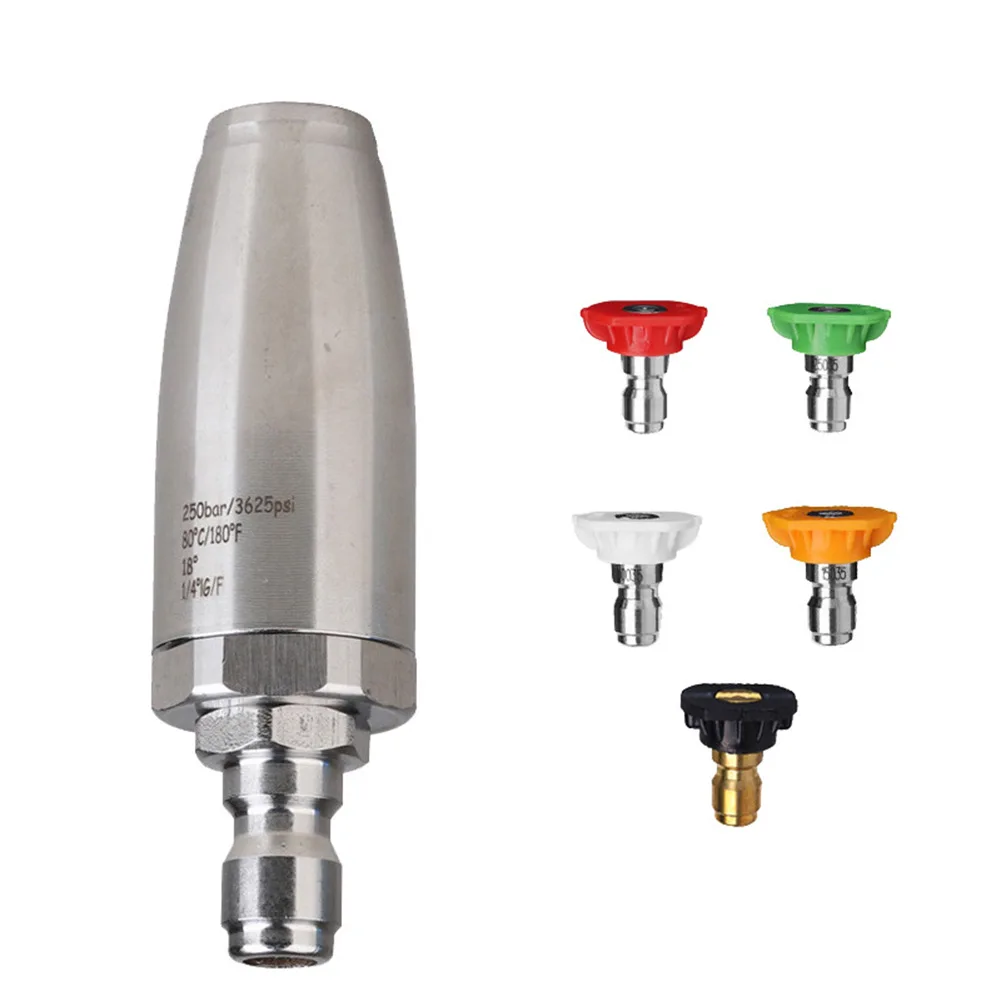 1 SET 35mm 304 Stainless Steel Turbo Nozzle 360° Rotating Pressure Washer Tip With 1/4