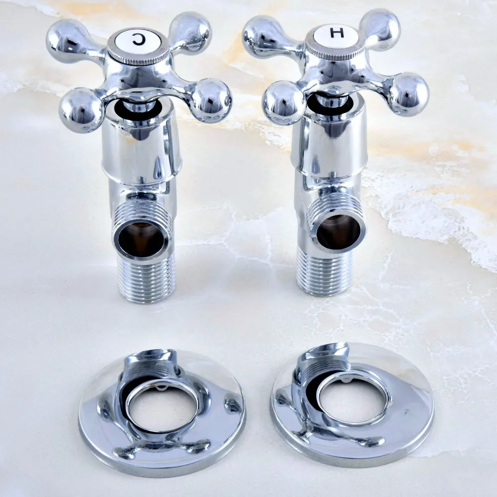 

2 PCS 1/2"male x 1/2"male Polished Chrome Finish Bathroom Angle Stop Valve Filling Valves Lav014