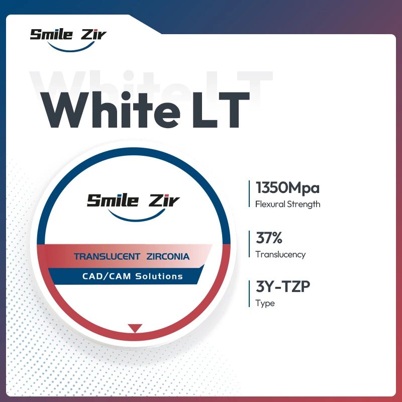 

98/95/Amann-Dshape Dental Lab 1350MPA LT White Zirconia Disc 37% Translucency Dental Zirconia Blank For CADCAM Dental Lab Use