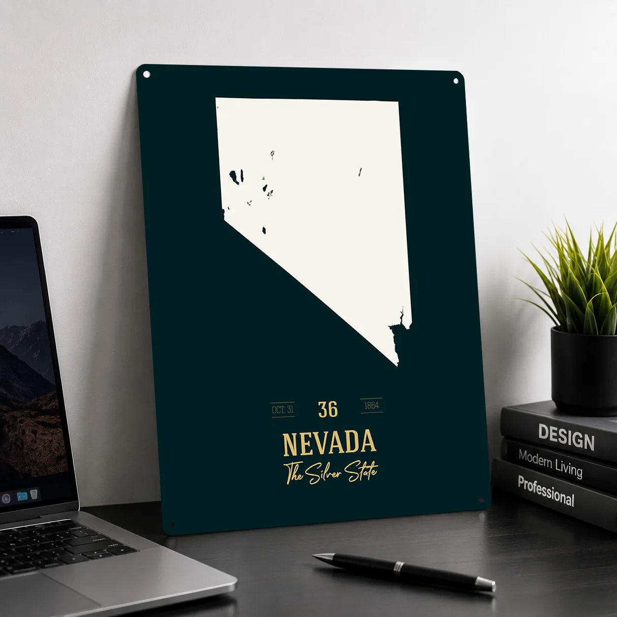 Nevada State Map USA Metal Poster Perfect Gift for Fans Lovers Personalized Wall Art Metal Sign for Interior Accessories House
