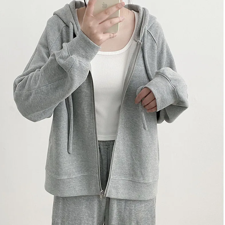 

Хлопковая спортивная одежда, женская короткая куртка, весна-осень 2021, новая куртка с капюшоном, свободный повседневный кардиган, топ