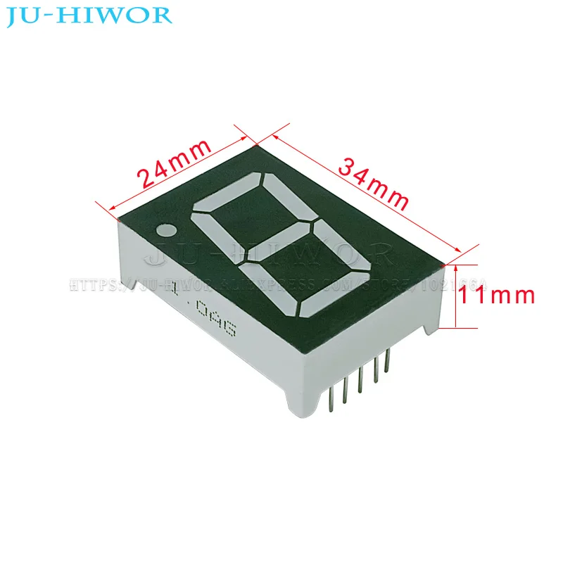 10pcs 10Pins 1106AG 1106BG 1 Inch 1 Digit Bits 7 Segment Green Chartreuse Digital Display Digitron Common Anode Cathode C-A C-C