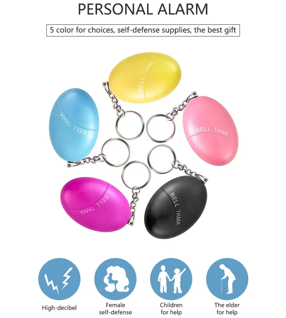 Self Defense Alarm 100dB Egg Shape Security Protect Alert Personal Safety Scream Loud Keychain Emergency Alarm for Child Elder