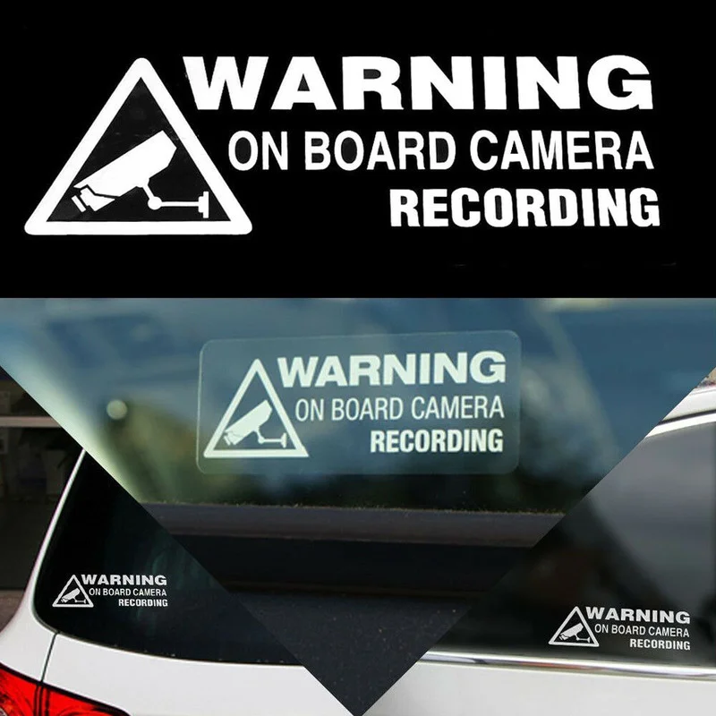 Warning on Board Camera Recording Car Sticker Auto Truck Door Window Vinyl Decor Styling Decal White Car Accessories Interior