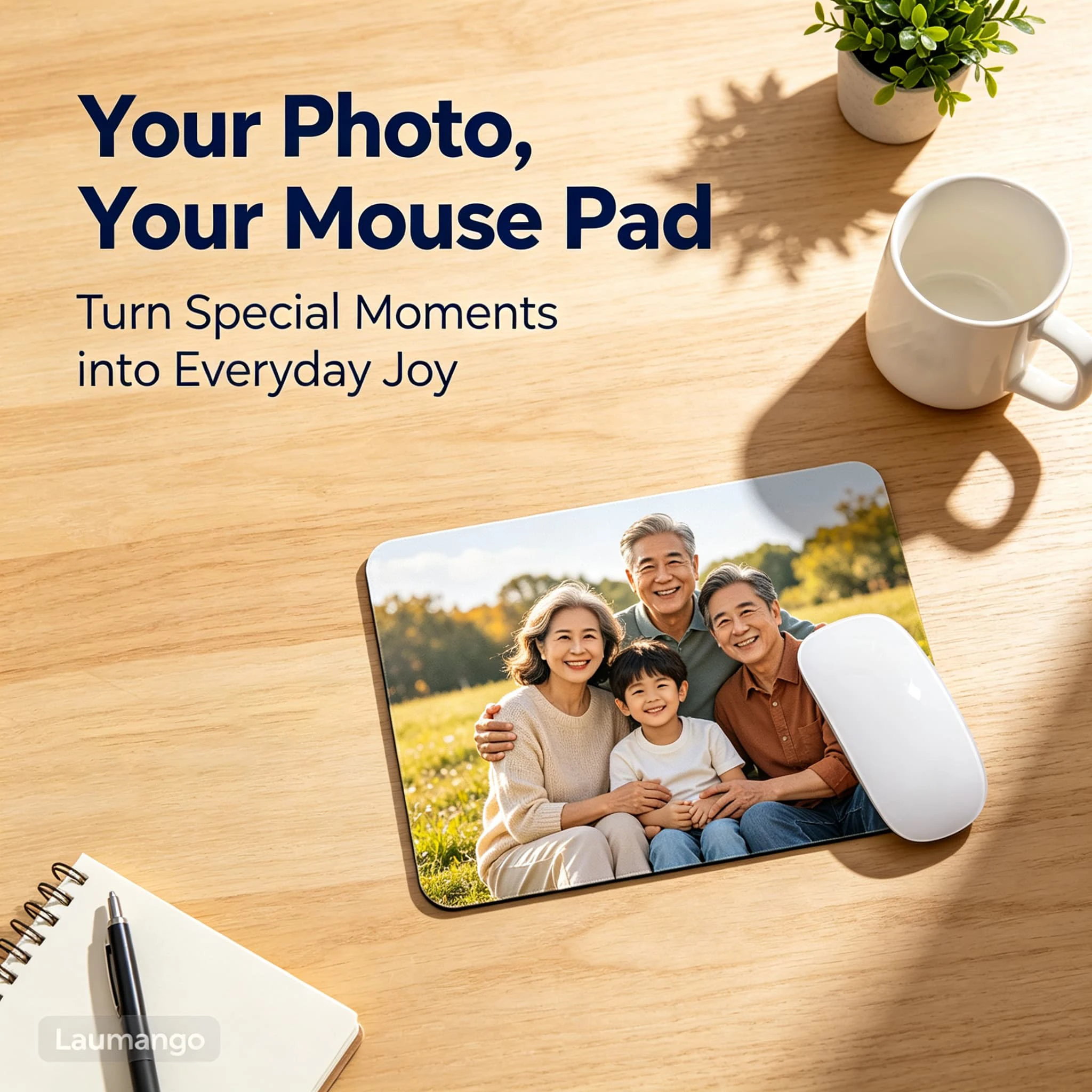 Custom Mouse Pad, Personalized Photo Text Mousepad, Non Slip Rubber Base