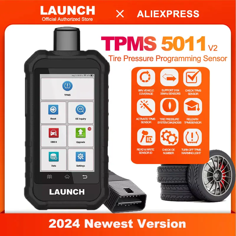 [2025 New]LAUNCH X431 Creader TPMS 5011 V2 Tire Pressure Programming Sensor Scanner Tool Supports All 315/433MHz with 12 Service