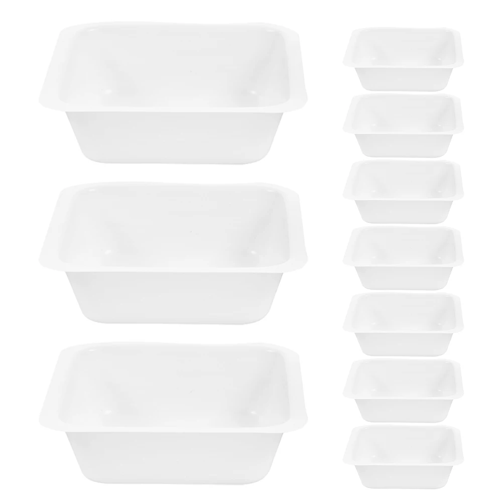 

10 Pcs Square Weighing Dishes White Plastic Lab Containers Mini Trays Small Vessels Storage Bins