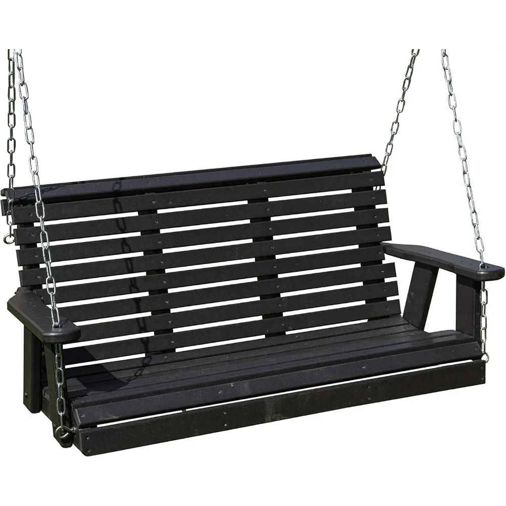 

Poly Lumber Wood 4FT Porch Swing Amish Craftsmandship Made in USA HDPE with No wood fibers and 1000 lbs Limit. Stainless Steel H