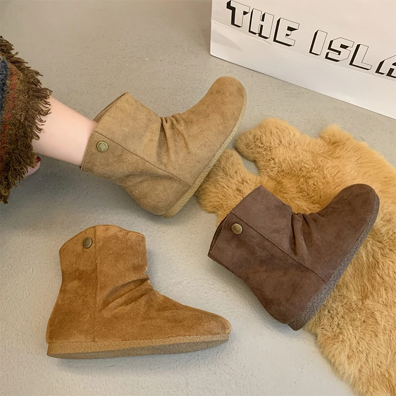 الشقق النساء حذاء من الجلد حذاء رياضة كاجوال الاتجاه تشيلسي الأحذية 2025 الشتاء امرأة الجلد المدبوغ أحذية رياضية المشي الثلوج بوتاس موهير Zapatos